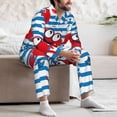 thumbnail image 7 of Xecao Red Funny Crab on Blue Stripe Print Pajamas Set Mens Pajamas Long Sleeve Loungewear Two-Piece Sleepwear Button-Down Pjs Set,2PJS-XX-Large, 7 of 7