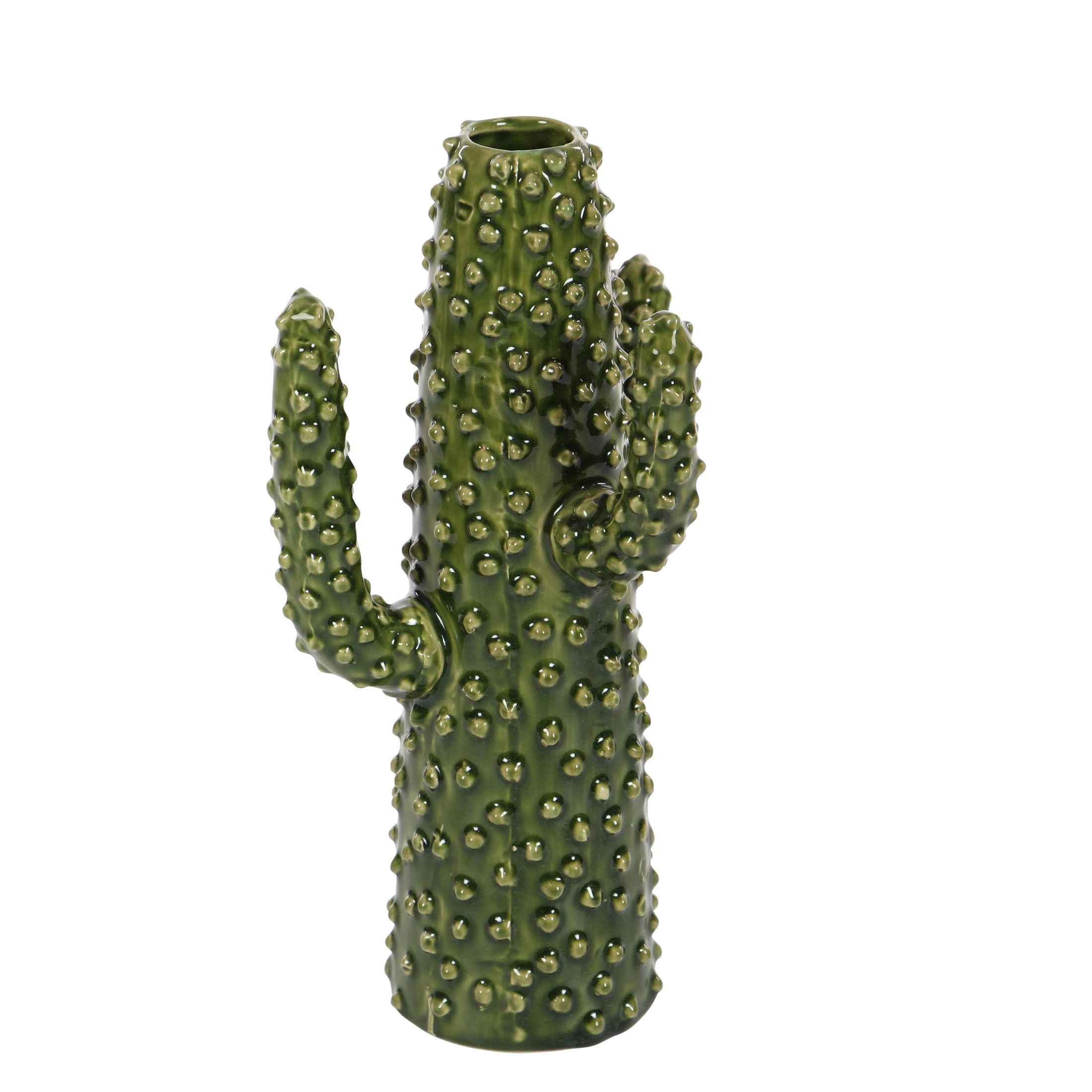DecMode 13" Cactus Green Ceramic Vase