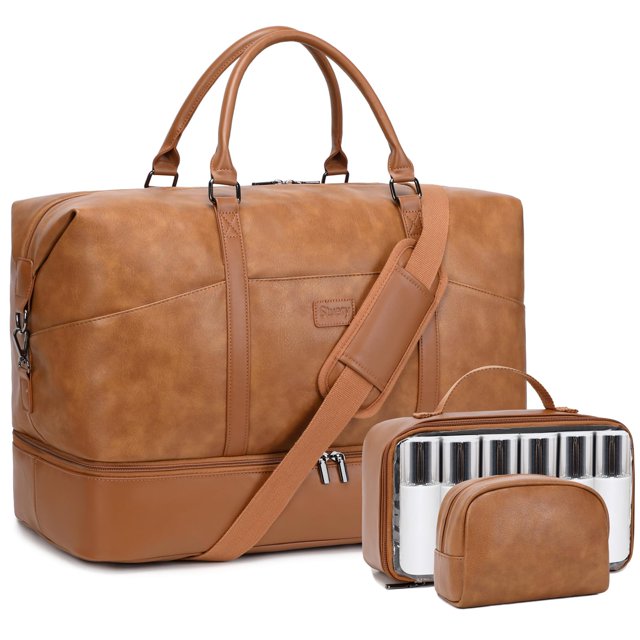Bolso de fin de semana Stuery de piel sintética para mujer con zapato y portátil