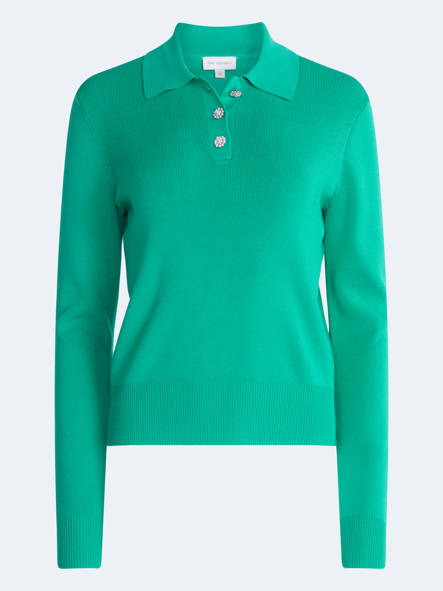 Free Assembly Women's Polo Sweater with Rhinestone Buttons photo 5