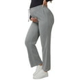 thumbnail image 4 of INSPIRE CHIC Women's Mother's Day Maternity Sweatpants Elastic Waist Drawstring Over Belly Wide Leg Pregnancy Pants with Pockets S Light Gray, 4 of 6