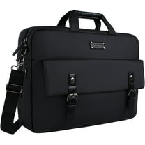 Mosiso Laptop Messenger Bag by Mosiso, Waterproof PU Leather, Fits 15.6-17.3 Inch, Double Layer, Black