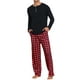 thumbnail image 4 of Conjuntos de pijamas a juego para la familia INSPIRE CHIC, de manga larga y pantalones de búfalo, ropa de dormir navideña de 2 piezas, M rojo, 4 of 6