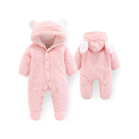 

Glonme Infant Long Sleeve Cute Romper Cartoon Travel Bodysuit One Piece Home Overall Jumpsuit Pink 9M