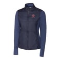thumbnail image 2 of Women's Cutter & Buck  Navy Tacoma Rainiers Stealth DryTec Hybrid Quilted Full-Zip Windbreaker Jacket, 2 of 3