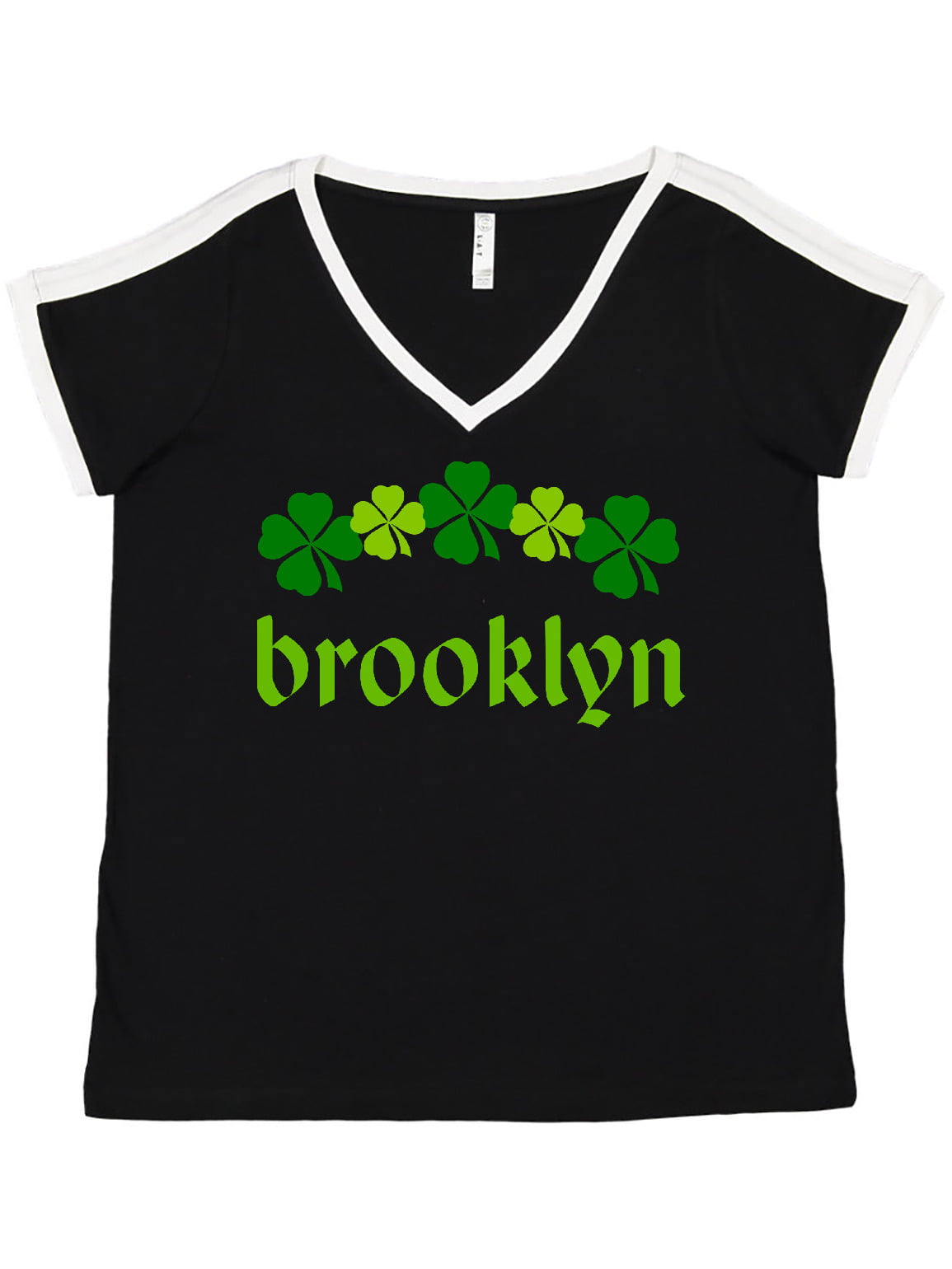 Inktastic Brooklyn York Irish Adult Women's Plus V-Neck Ringer Black White 3X - Walmart.com