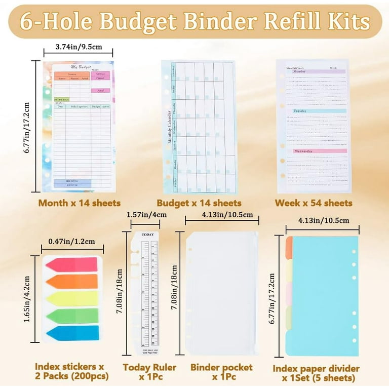 A6 Budget Planner Refill Set 6-Holes Expense Budget Tracker Sheets