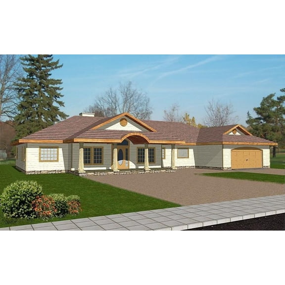 001-3102: Ranch Craftsman 4 Bed, 3 Bath Luxury Home Plan, 2646 Sq Ft: Full Blueprints with License to Build by Home Plan Marketplace - Lesuto
