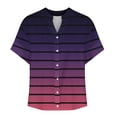 thumbnail image 4 of Sexlip Womens Swimsuit Set Horizontal Stripe Cover Up Design Half Button V Neck Short Sleeve Loose Silhouette Lightweight Fabric for Beach Vacations Purple XL, 4 of 5