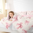 thumbnail image 3 of Erosebridal Cute Ribbon Bow Twin Comforter Sets 3-Piece for Children,Kawaii Plaid Bowtie Bedding Set for Teens Girls,Pink Reversible,Lightweight Room Decor, 3 of 6