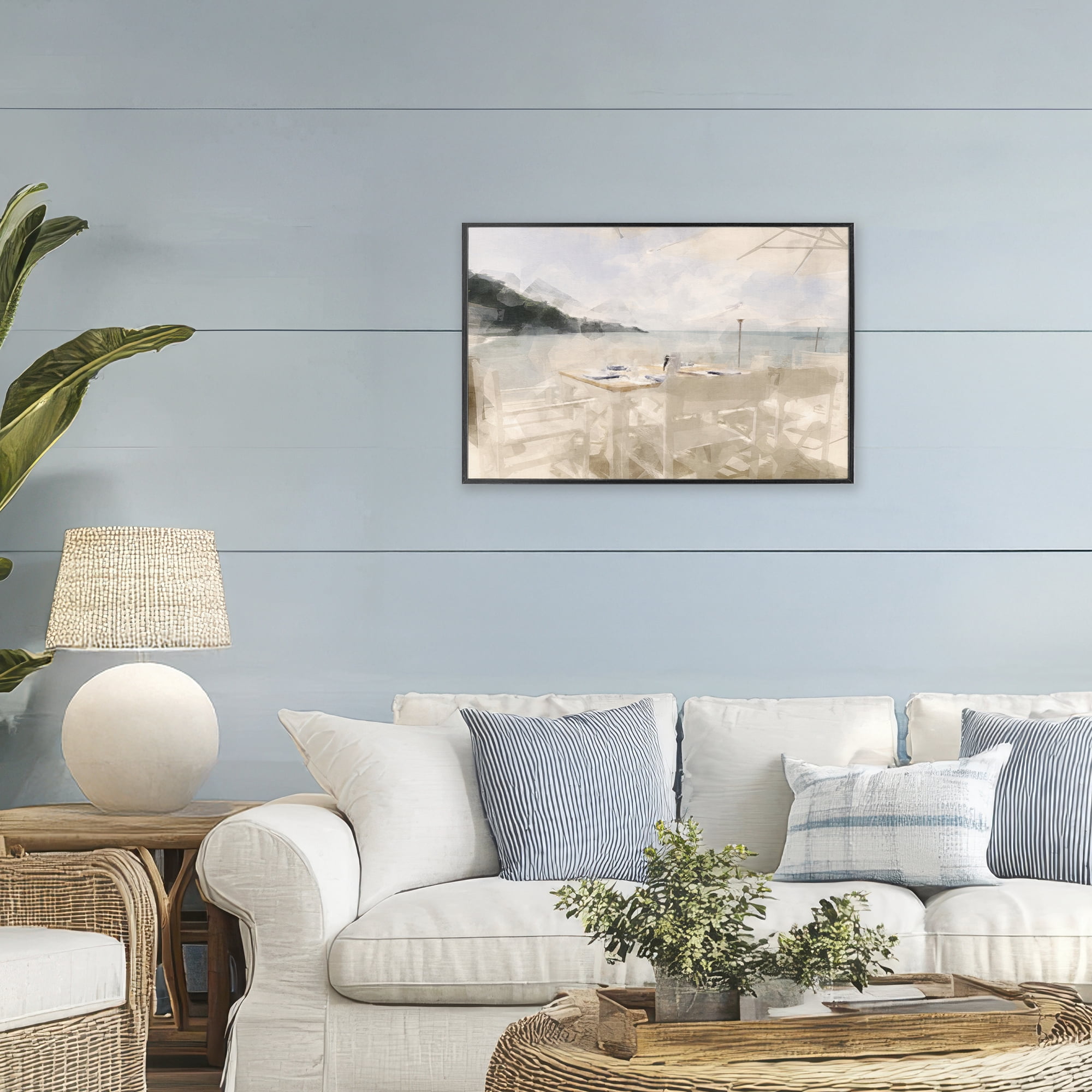 Stupell Industries Table By The Sea Black Framed Giclee Art, design by Noah Bay