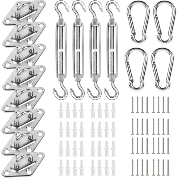 M6 Awning Attachment Set, Heavy Duty Sun Shade Sail Stainless Steel Hardware Kit for Triangle and Square, Rectangle,Fixing Accessories D