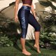 thumbnail image 3 of Gibobby Traje De Baño Mujer Pantalones cortos de tabla para mujer, traje de baño Capris de cintura alta, pantalones cortos largos de natación Capris con (Azul,CH), 3 of 4