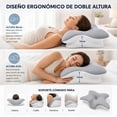 thumbnail image 3 of Almohada Cervical Ergonómica de Espuma Viscoelástica, Diseño Multizona con Doble Altura para Dolor de Cuello, Dormir de Lado/Boca Arriba/Abajo, Funda Lavable, Gris, 3 of 7