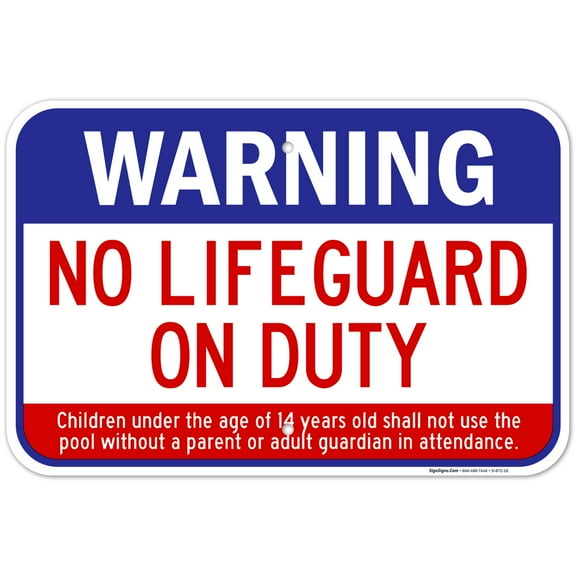 Swimming Pool Sign, Warning No Lifeguard On Duty Sign, Pool Sign,