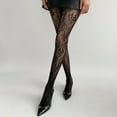 thumbnail image 4 of Women Vintage Flower Jacquard Fishnet Tights French JK Girl Sheer Lace Pantyhose, 4 of 10
