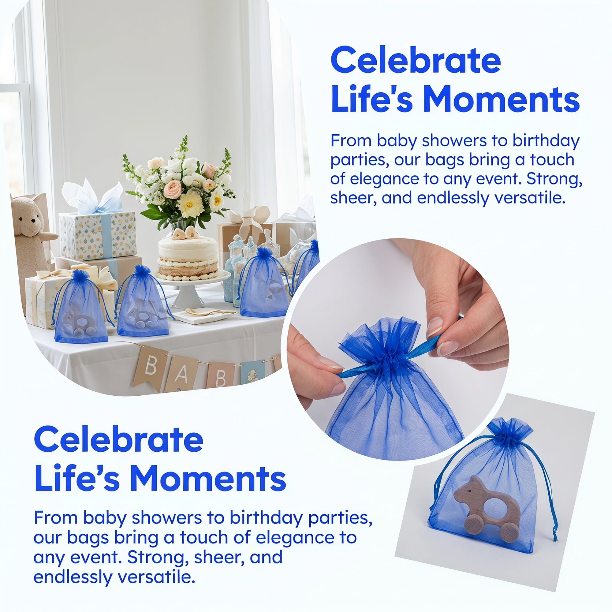 Unique Bargains Multi-Purpose Gift Bags with Handles for Events Royal Blue 3.9" x 5.9"
