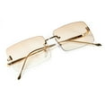 thumbnail image 2 of Light Pink Rose Gold Gradient Tint Rectangular Gold Frame Men's Women's Rimless Sunglasses, 2 of 6