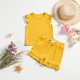 thumbnail image 3 of Girls Summer Knit Clothing Sets Cute Ruffle Trim Tank Tops and Shorts Cute Sleeveless 2 Piece Outfits 3-10 Years, 3 of 6
