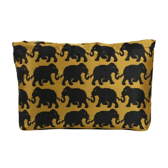 Unique Bargains 1 Pc Portable Elephant Handheld Makeup Bag Gold Tone, Black Medium