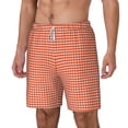 thumbnail image 2 of Uemuo Orange Gingham Pattern Mens Swim Trunks Quick Dry Board Shorts with Mesh Lining, Stretch Beach Shorts Quick Dry No-Chafing Board Shorts-X-Large, 2 of 9