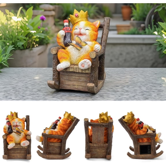 Solar Cat Statue Lamp, Color Changing LED, Waterproof Outdoor Decor