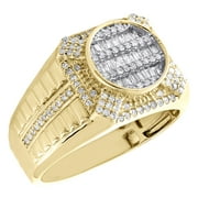 JFL DIAMONDS & TIMEPIECES 10K Yellow Gold Round & Baguette Cut Diamond Tier Statement Pinky Ring 0.55 CT.