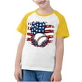 thumbnail image 2 of Boys Girls Independence Day Clothes Kids American Flag PrinT-Shirts 4Th Of July Raglan Short Sleeve Casual Tops Yellow 13-14 Years, 2 of 7