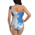 thumbnail image 5 of Rateoe Cute Cloud Bichon Frise Pattern Women One Piece Swimsuits Tummy Control One Shoulder Bathing Suits Ruffle Swimwear-, 5 of 6
