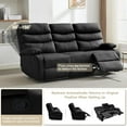 thumbnail image 4 of Chizzysit Loveseat Recliner Sofa Set, Small Leather Couch 3-Seater Manual Seater Recliner, Triple Recliner Chair for Living Room, RV, Home Theater Seating - Black, 4 of 7