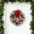 thumbnail image 5 of Red and White Christmas Wreaths for Front Door, Christmas Snowball Red Berry Pine Cone Garland Ornament for Xmas Party Wall Window Door Hanging Decor, 5 of 6