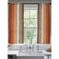 thumbnail image 2 of Burnt Orange Sheer Curtains 63 Inch Length 2 Panels Set, Semi Transparent Voile Rod Pocket Curtains for Living Dining Room Bedroom Drapes Farmhouse Wood Grain Brown Vertical Striped, 2 of 6