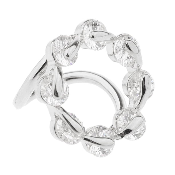 de lazo redondo de cristal de circón, hebilla de Clip para bufanda de gasa de seda para mujer a la moda Blanco plateado Zulema Hebilla de bufanda de cristal de Zircon
