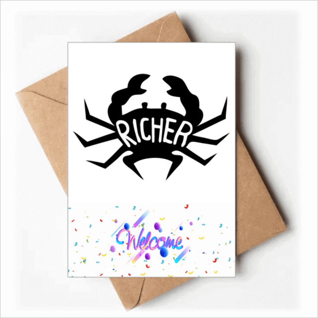 Black Crab Animal Outline Natural Welcome Back Greeting Cards Envelopes Blank