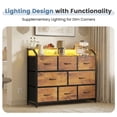 thumbnail image 4 of CONCETTA LED TV Stand Dresser, Fits TVs up to 45 Inches, LED Lights & Power Outlet, 8 Fabric Drawers Storage for Bedroom Living Room, Rustic Brown, 4 of 9