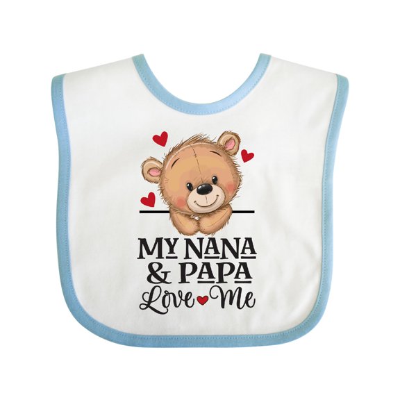 Inktastic Nana and Papa Love Me Cute Grandchild Bear Boys or Girls Baby Bib