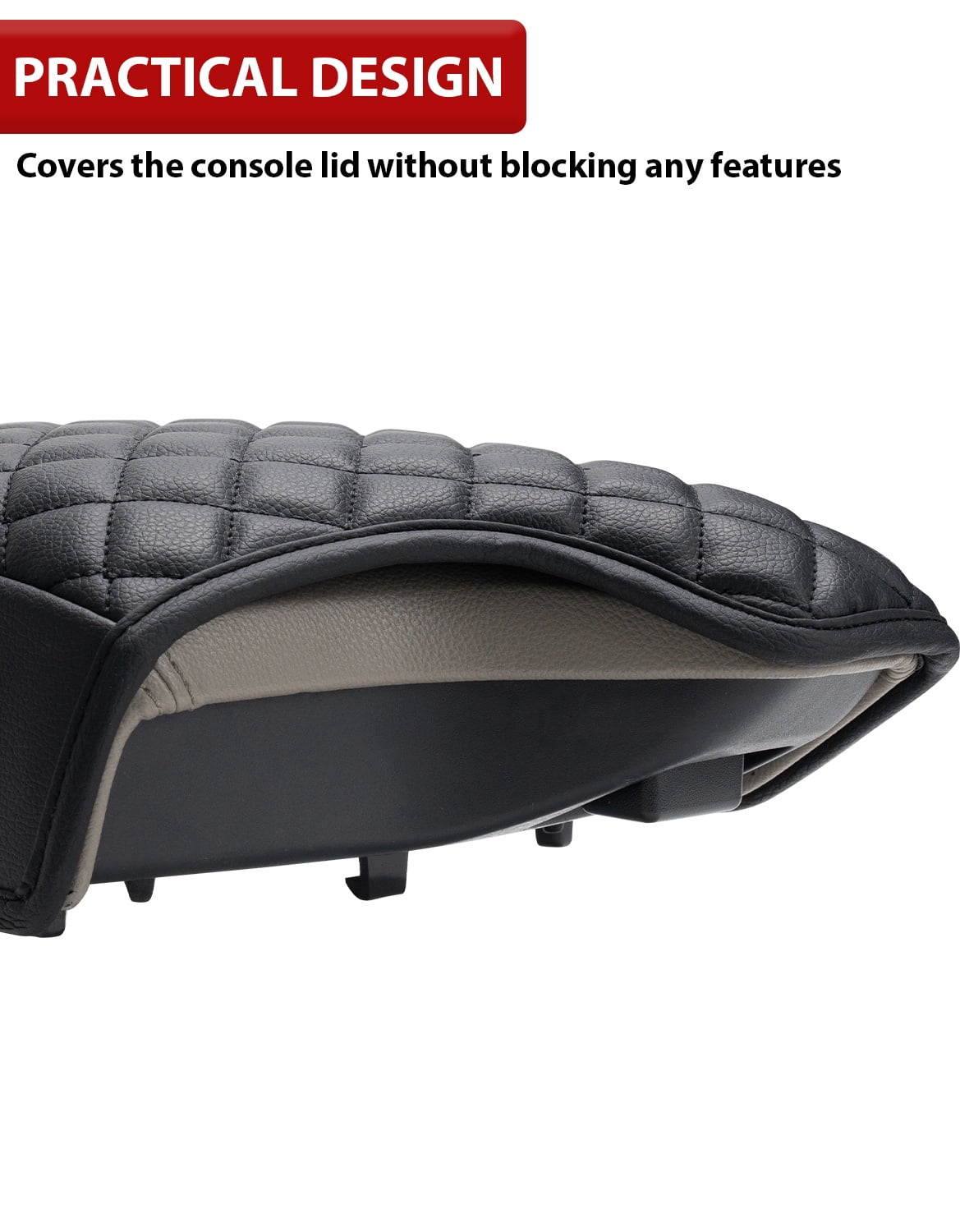 KBH Center Console Cover for 2019-2023 Ford Ranger Accessories, Black Leather Armrest Cover for Vehicle, Anti-Scratch Middle Console Lid Cushion Pad