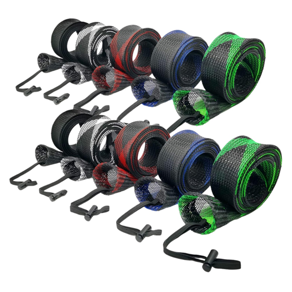 Fishing Rod Sleeves Socks Fishing Rod Cover Scalable Braided Mesh Rod Sleeve with Lanyard Fishing Accessories,10 x Fishing Rod Sleeves Socks,As Shown