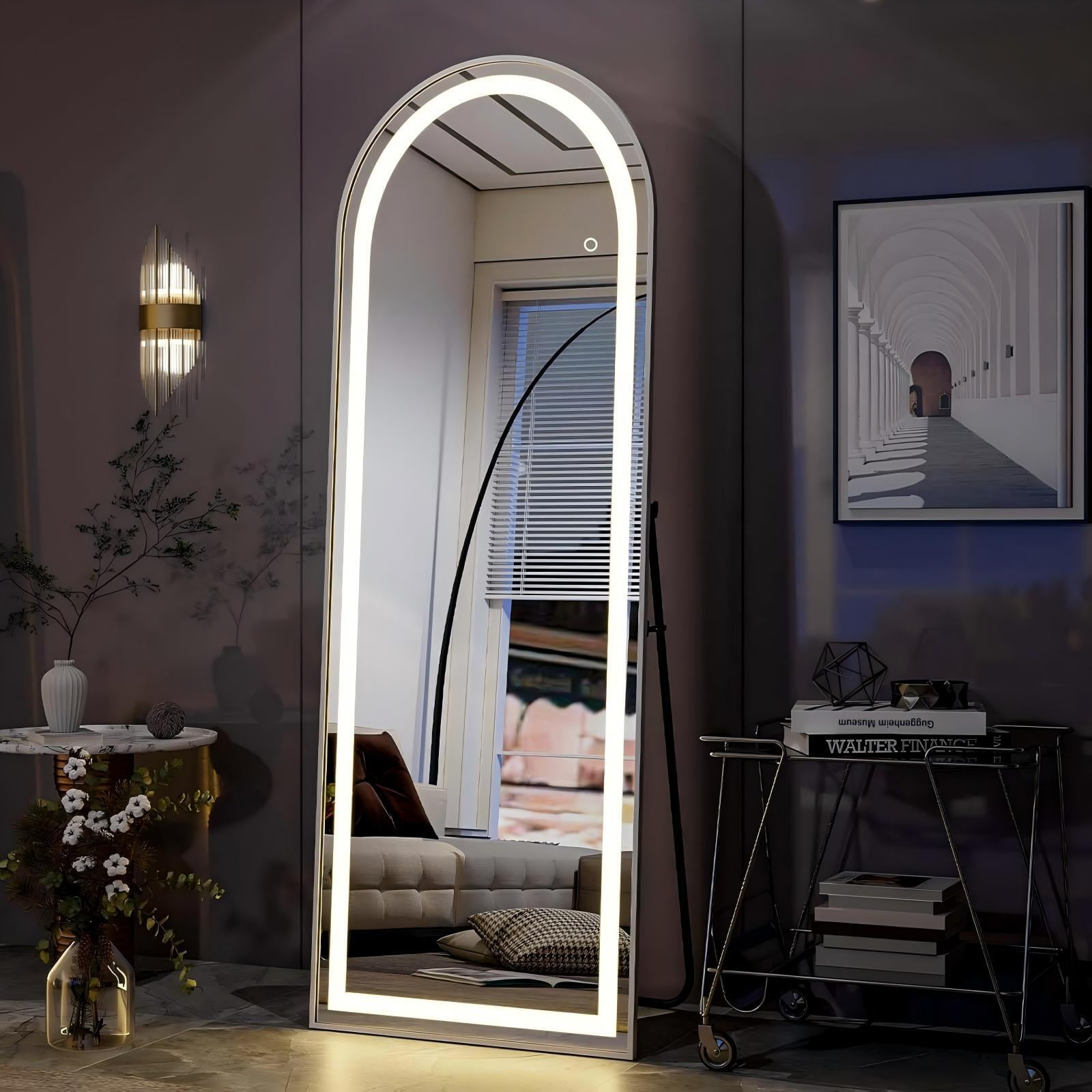 Mirrasia 64" x 21" LED Full Length Mirror Floor Mirror Wall Mounted,White
