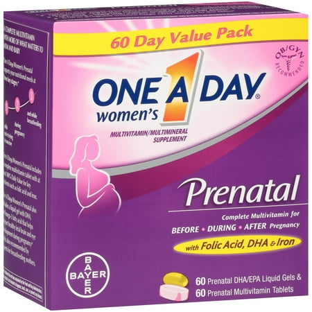 One A Day Women's Prenatal Two-Pill Multivitamin, 60 Day Supply, 120Ct