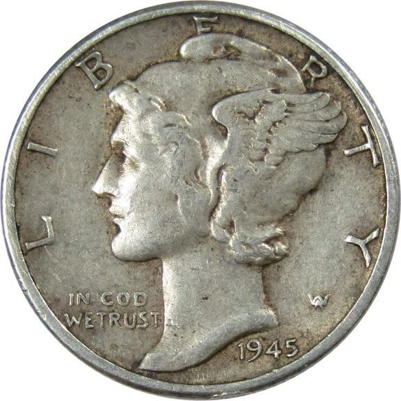 1945 Mercury Dime VF Very Fine 90% Silver 10c US Coin Collectible