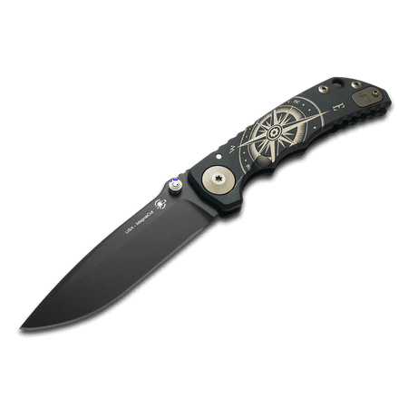 SPARTAN BLADES Harsey Folder SF5 Black Gold Compass Titanium CPM MagnaCut Pocket Knife