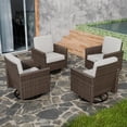 thumbnail image 3 of COOS BAY Harbor Retreat Mix Brown Rattan Wicker Outdoor Patio Swivel Glider Rocking Chairs with Curved Armrest, Beige Cushions, Set of 4, 3 of 9