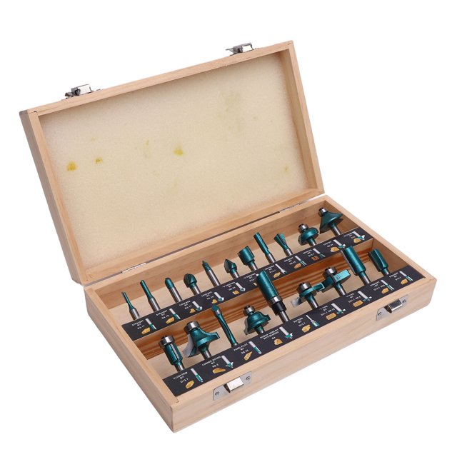 Router Bits, 20 Pieces Carbide Router Bits Set, Milling Cutter Tongue and Groove Bit for Professional Woodworkers and Beginners, Included Wooden Storage Box