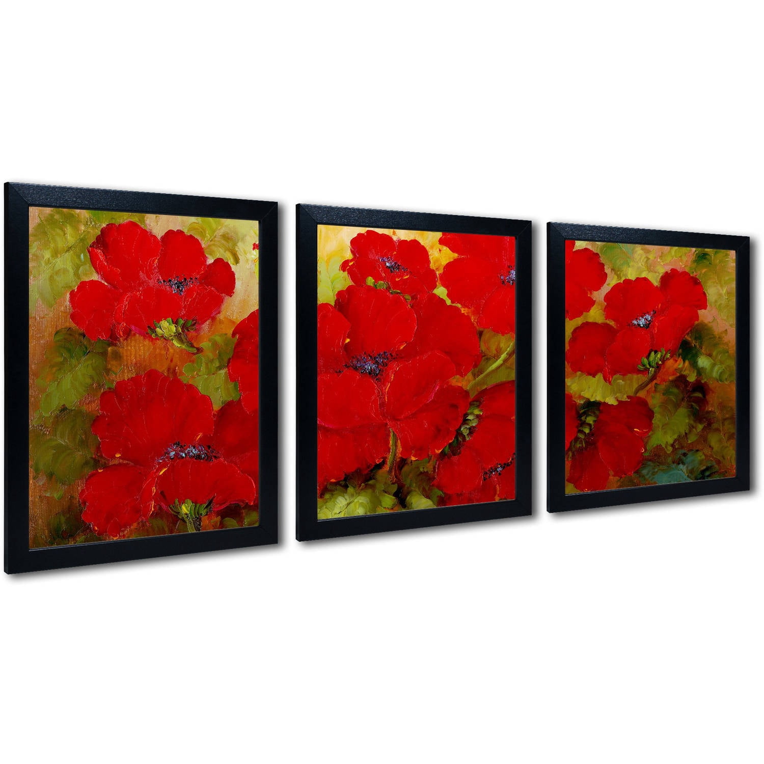 Trademark Fine Art "Poppies" by Rio 3-Piece Multi-Frame Set