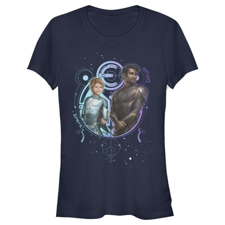 Junior s Marvel Eternals Sprite and Kingo Duo Graphic Tee Navy Blue X Large