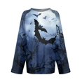 Womens Halloween Costumes 2024 Pumpkin Bats Graphic TShirts Roll Up