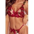 thumbnail image 4 of ABPHQTO Conjunto de sujetador y tanga de triángulo con lazo de flores rojas para mujer, 4 of 5