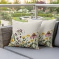 thumbnail image 3 of Spring Wildflowers Outdoor Pillow Covers Pack of 2 Summer Country Plants Leaf Flowers Linen Waterproof Throw Pillow Covers Decorative Cushion Cases for Patio Garden Tent Balcony Couch 16x16 inch, 3 of 9