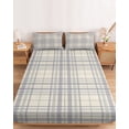 thumbnail image 2 of Twin XL Size Fitted Sheet Set - Buffalo Plaid 2 Piece Bedding Sets 16" Deep Pocket Fitted Sheet with 1 Pillowcases, Lavender Lilac Farmhouse Gingham Striped Brushed Microfiber Hotel Luxury Bed Sheets, 2 of 9